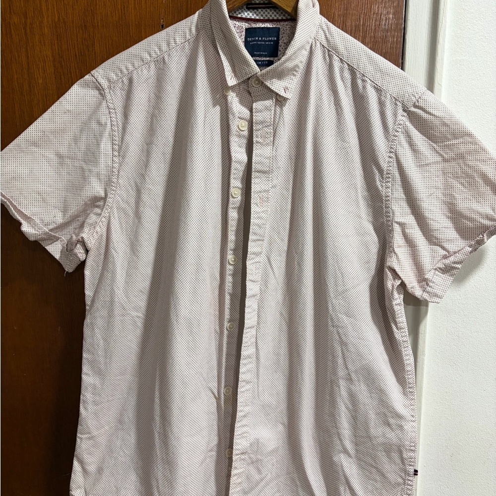 Denim & Flower by Ricky Singh Slim Fit Button-down Shirt Red Size Medium